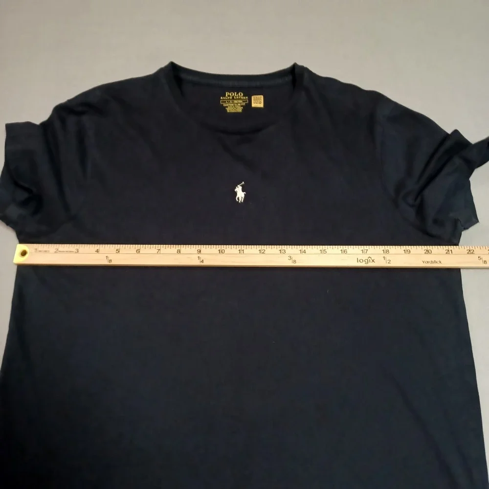 Polo‎ Ralph Lauren Mens Navy Blue Custom Slim Fit Pony Logo T-Shirt Large L